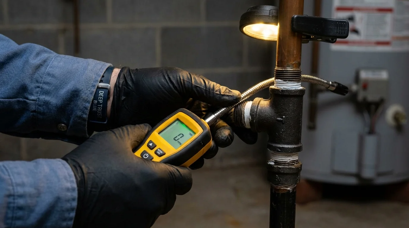 Gas leak detection with electronic sniffer by Johns Plumbing LLC in London
